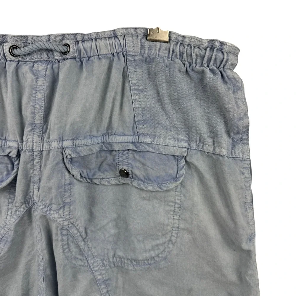 Free People Cargo Shorts Women Medium Blue Distressed Utility Gorpcore Summer